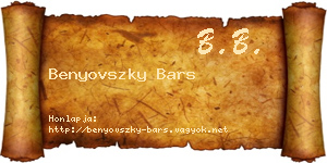 Benyovszky Bars névjegykártya